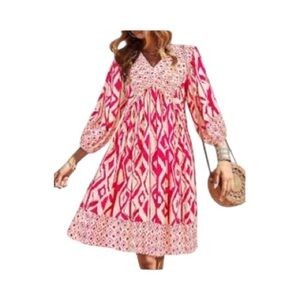 BTFMB Boho Pink and Cream Dress Women’s Small​
